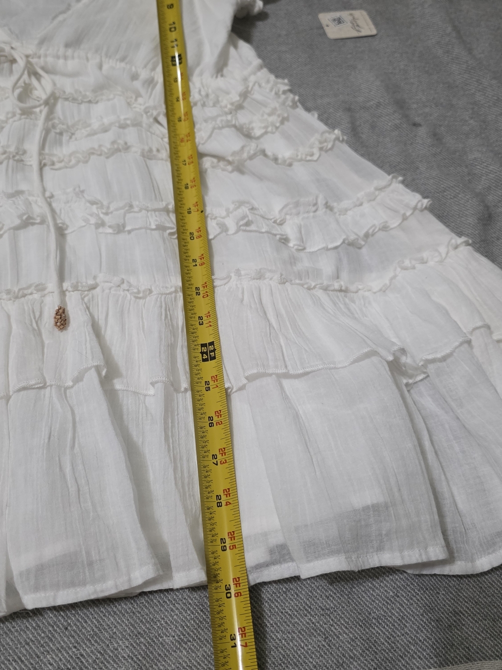 Free People Darcy White Ruffled Mini Dress with Tie Waist - Picture 12 of 15